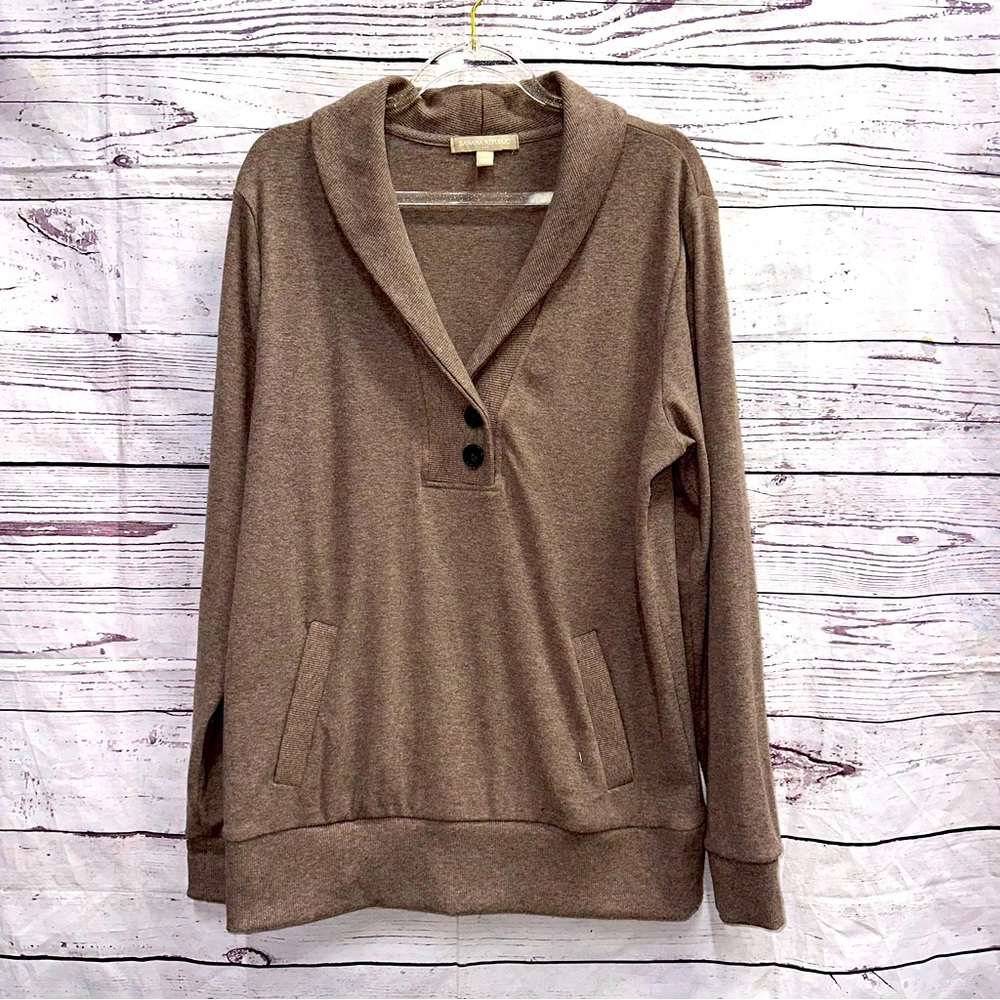 Banana Republic Brown Shawl Collar Top Size Medium